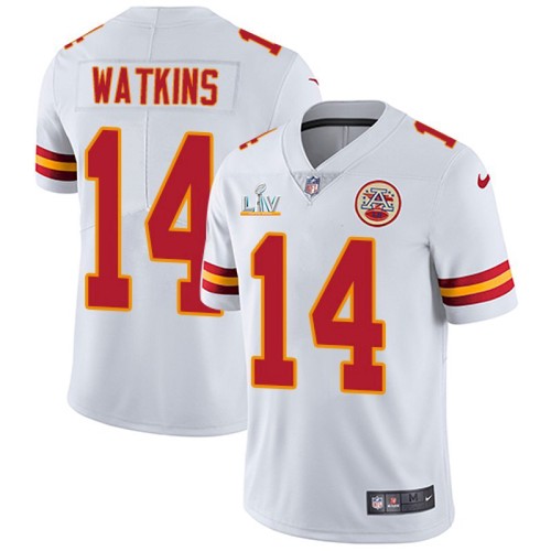 Men's Kansas City Chiefs #14 Sammy Watkins White NFL 2021 Super Bowl LV Stitched Jersey